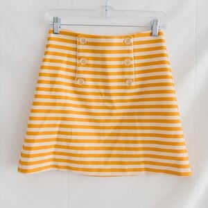 Clover Canyon Mustard Yellow & Cream Striped Button Mini Skirt | Size XS | Retro